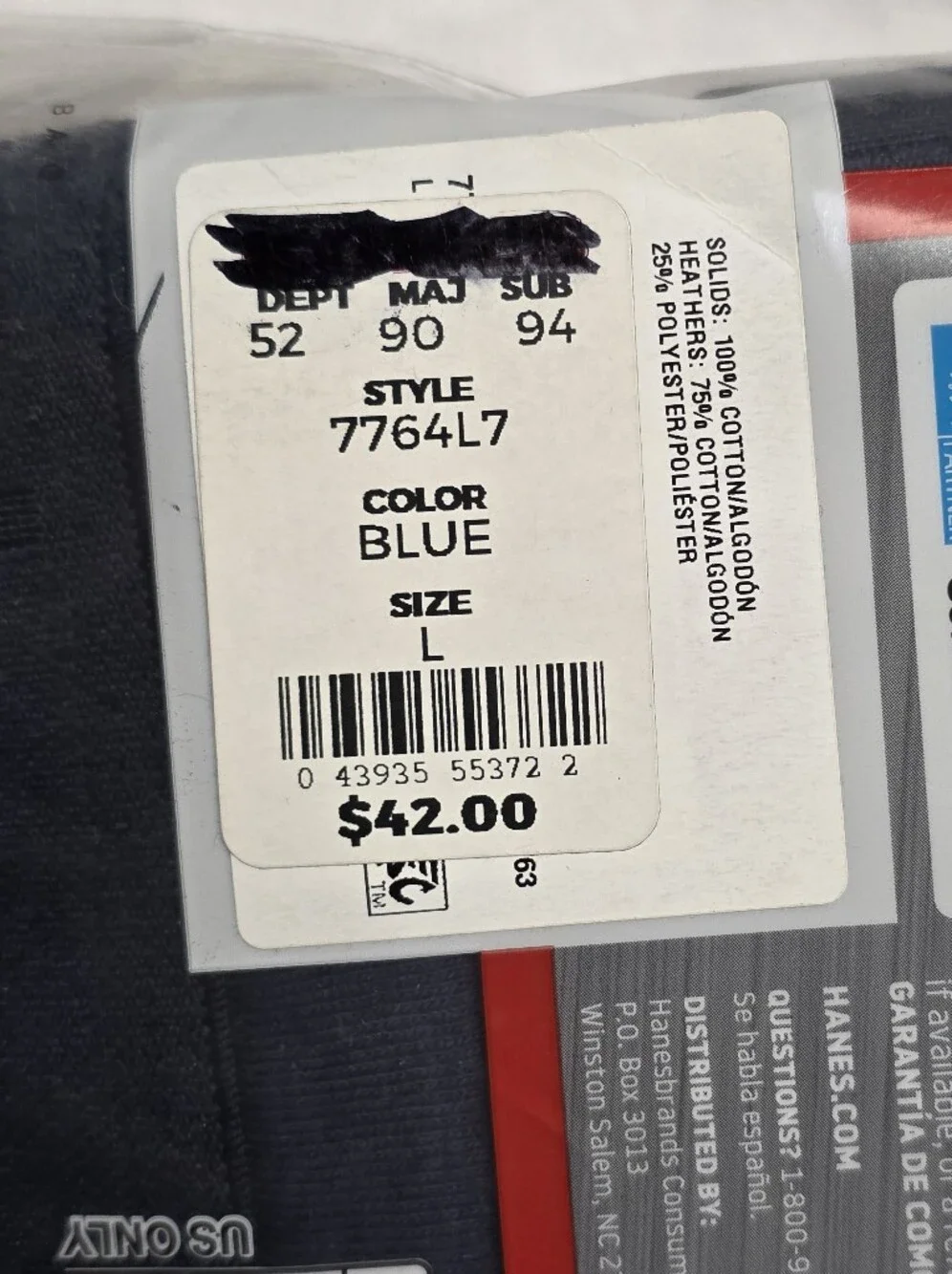 Hanes Ultimate Mens Size Large Classic Tagless 7 Pack Assorted Briefs Cotton New